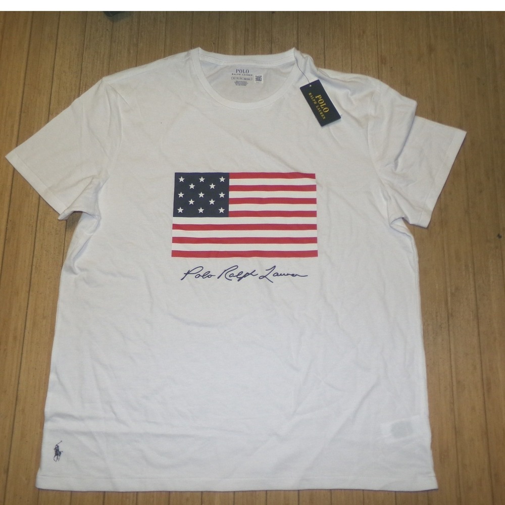 Polo Ralph Lauren Mens American Flag Graphic T-Shirt White XL NWT